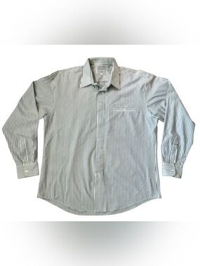 Vintage Yves Saint Laurent Striped Cotton Dress Shirt Gray 16.5 34/35